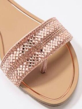 ALDO Rose-Tone Crystal Flip Flop Slide Sandals